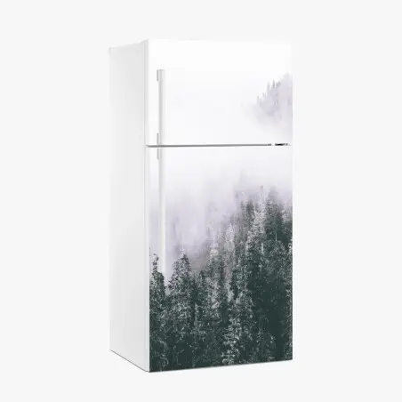Pegatina para frigorífico bosque envuelto en niebla – Pixers®