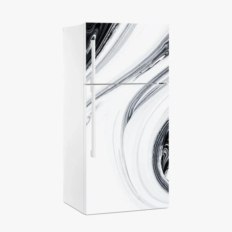 Pegatina para frigorífico flujo marmóreo en blanco y negro