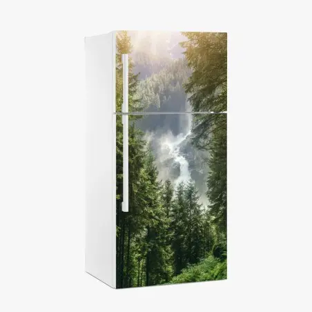 Pegatina para frigorífico cascada de Krimml en bosque alpino – Pixers®