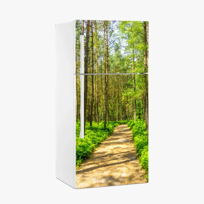 Pegatina para frigorífico sendero sereno entre pinos