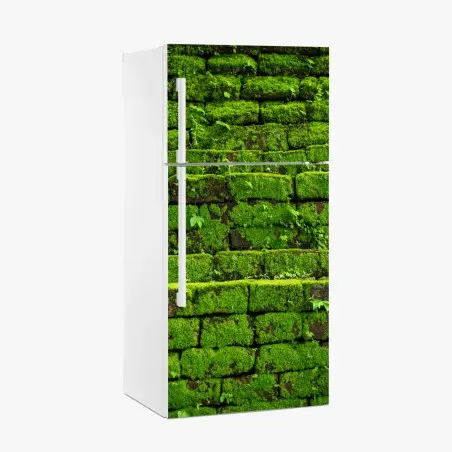 Pegatina para frigorífico muro verde cubierto de musgo rústico – Pixers®
