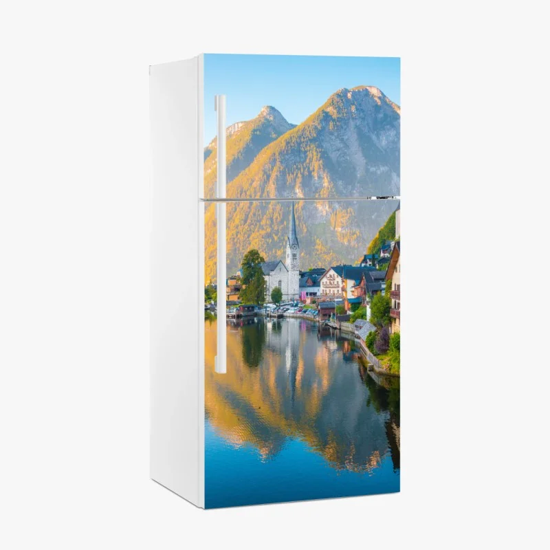 Pegatina para frigorífico amanecer en Hallstatt: tranquila vista al lago
