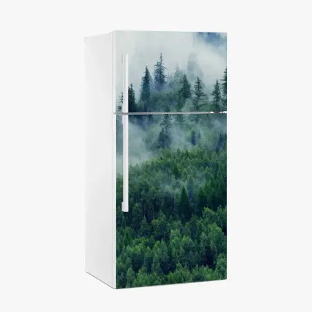 Pegatina para frigorífico bosque en la niebla, calma montañosa – Pixers®