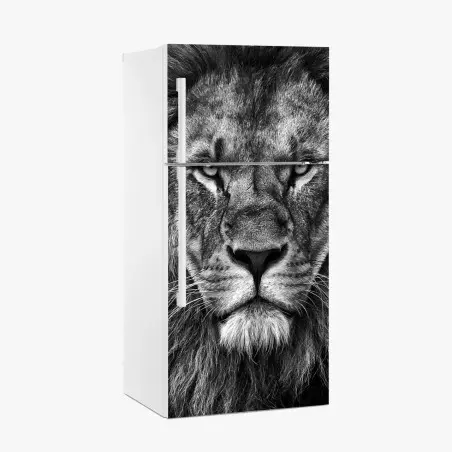 Pegatina para frigorífico retrato majestuoso de león en blanco y negro – Pixers®
