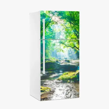 Pegatina para frigorífico bosque luminoso junto al río – Pixers®