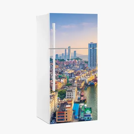 Pegatina para frigorífico panorama urbano de Macau al atardecer – Pixers®