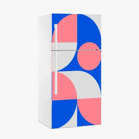 Pegatina para frigorífico composición geométrica escandinava en rosa y azul – Pixers®