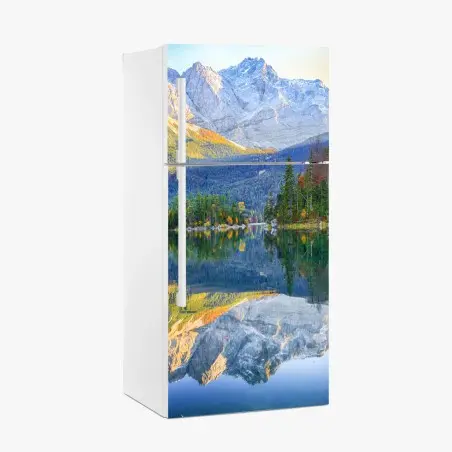 Pegatina para frigorífico impresionante paisaje otoñal del Eibsee frente al Zugspitze – Pixers®