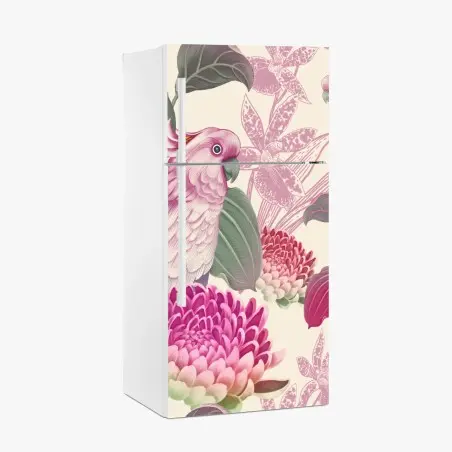 Pegatina para frigorífico cacatúas y flores tropicales en tonos pastel – Pixers®