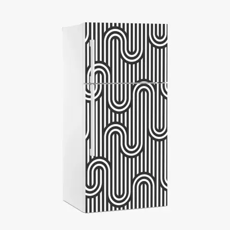Pegatina para frigorífico patrón óptico ondulado en blanco y negro – Pixers®