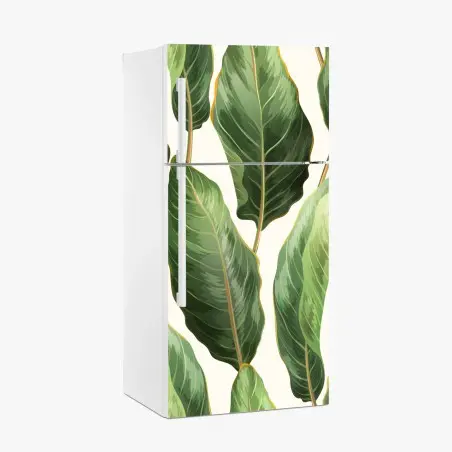 Pegatina para frigorífico fondo de hojas tropicales en tonos verdes – Pixers®