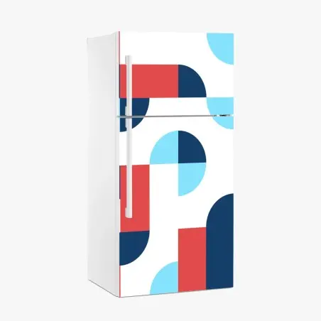 Pegatina para frigorífico diseño geométrico en paleta azul y coral – Pixers®