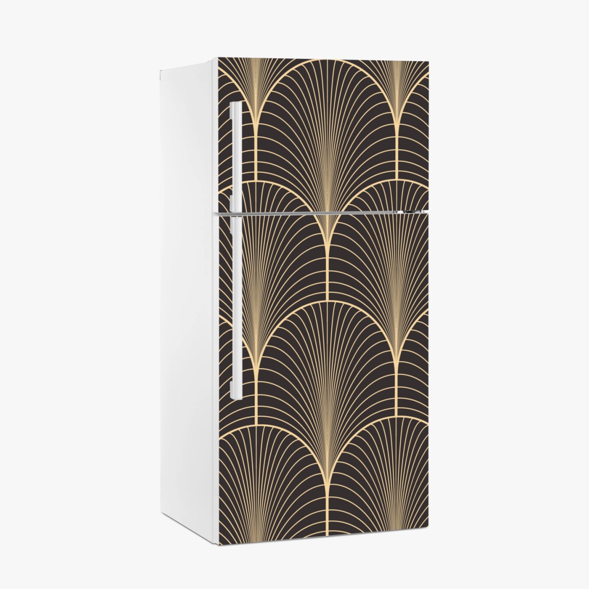 Pegatina para frigorífico patrón art déco dorado sobre fondo negro – Pixers®