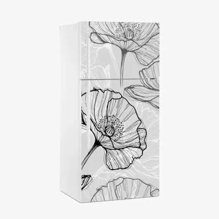 Pegatina para frigorífico estampado de amapolas en líneas minimalistas – Pixers®
