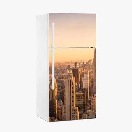 Pegatina para frigorífico amanecer dorado sobre el perfil urbano de Nueva York – Pixers®