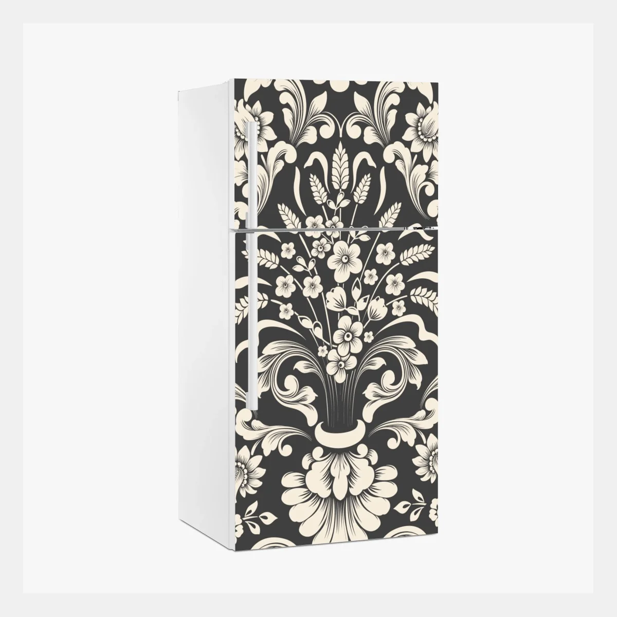 Pegatina para frigorífico motivo damasco floral en tonos crema y gris oscuro – Pixers® Pegatina para frigorífico motivo damasco floral en tonos crema y gris oscuro – Pixers®
