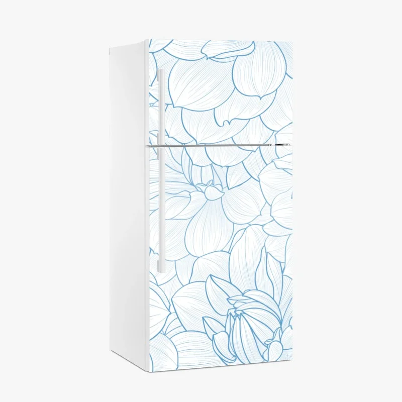 Pegatina para frigorífico estampado floral en líneas azules y delicadas
