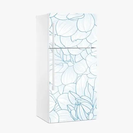 Pegatina para frigorífico estampado floral en líneas azules y delicadas – Pixers®