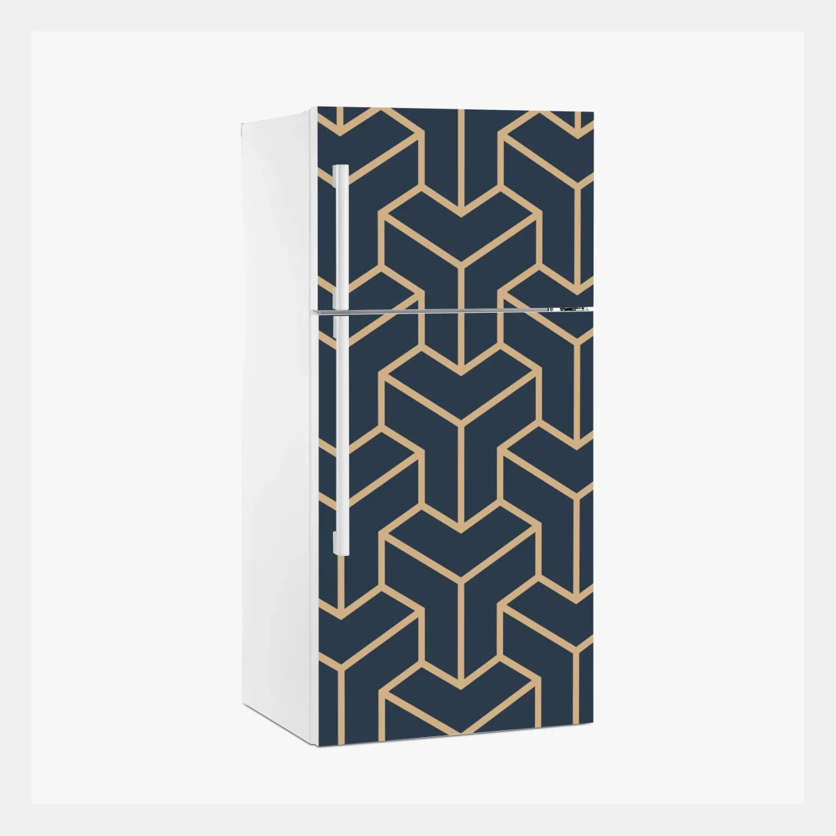 Pegatina para frigorífico patrón geométrico isométrico en azul marino y beige – Pixers® Pegatina para frigorífico patrón geométrico isométrico en azul marino y beige – Pixers®