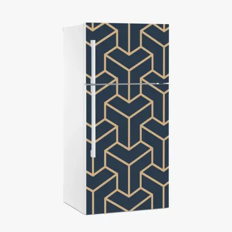 Pegatina para frigorífico patrón geométrico isométrico en azul marino y beige – Pixers®