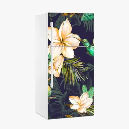 Pegatina para frigorífico colibrí y flores tropicales en acuarela – Pixers®