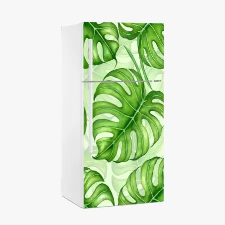 Pegatina para frigorífico patrón tropical de hojas de monstera en acuarela – Pixers®