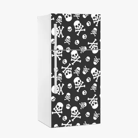 Pegatina para frigorífico patrón de calaveras en blanco y negro – Pixers®