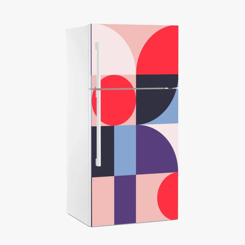 Pegatina para frigorífico composición geométrica en tonos pastel y vivos