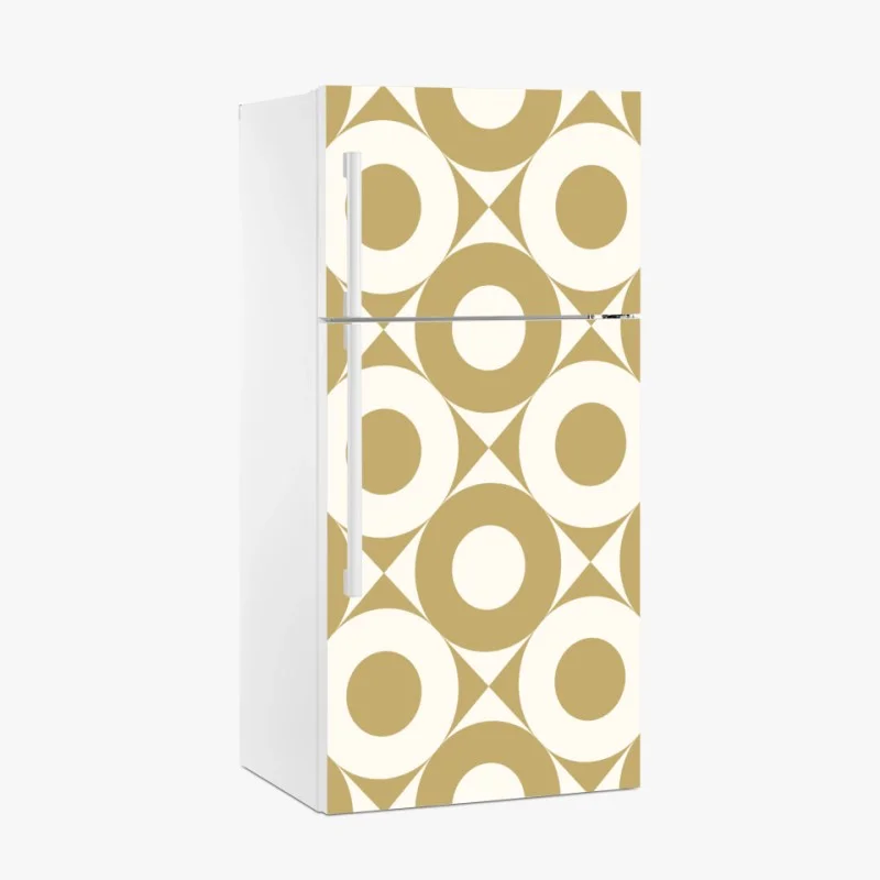 Pegatina para frigorífico patrón geométrico retro de círculos beige