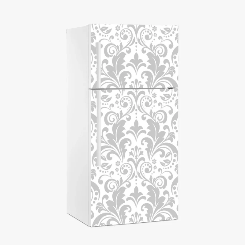 Pegatina para frigorífico diseño damasco gris y blanco elegante