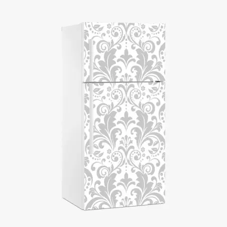 Pegatina para frigorífico diseño damasco gris y blanco elegante – Pixers®