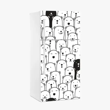 Pegatina para frigorífico patrón de osos minimalista en blanco y negro – Pixers®