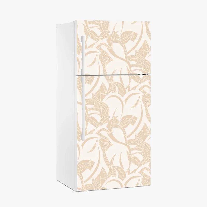 Pegatina para frigorífico estampado botánico beige de hojas entrelazadas