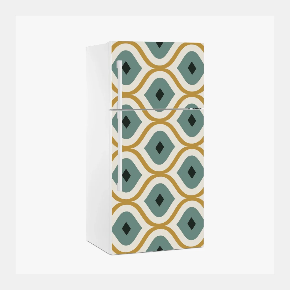 Pegatina para frigorífico diseño geométrico retro en tonos verde azulado y dorado – Pixers® Pegatina para frigorífico diseño geométrico retro en tonos verde azulado y dorado – Pixers®