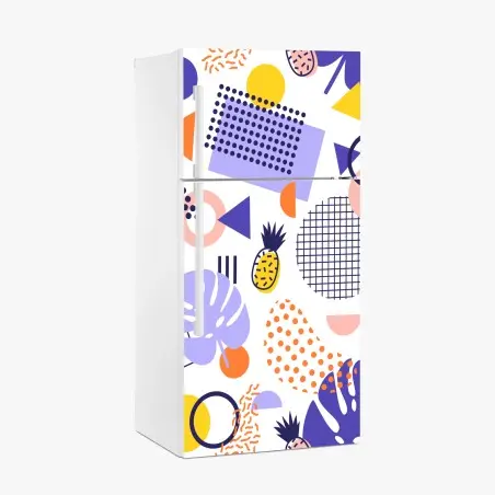 Pegatina para frigorífico diseño tropical geométrico en colores vibrantes – Pixers®