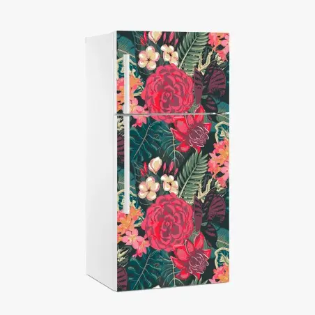 Pegatina para frigorífico estampado floral tropical en tonos rojos – Pixers®