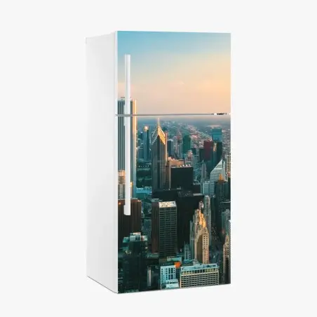 Pegatina para frigorífico puesta de sol sobre Chicago: horizonte urbano moderno – Pixers®