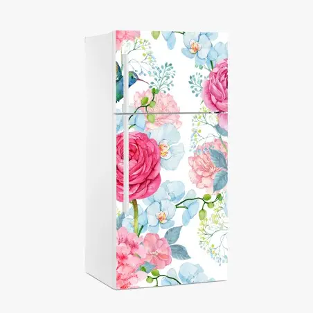 Pegatina para frigorífico mural floral en acuarela con colibrí – Pixers®