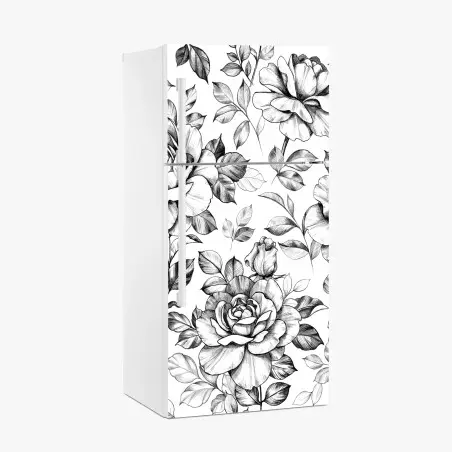 Pegatina para frigorífico motivo de rosas vintage en blanco y negro – Pixers®