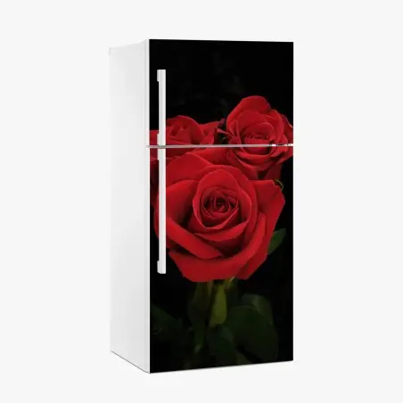Pegatina para frigorífico rosas rojas sobre fondo negro – Pixers®