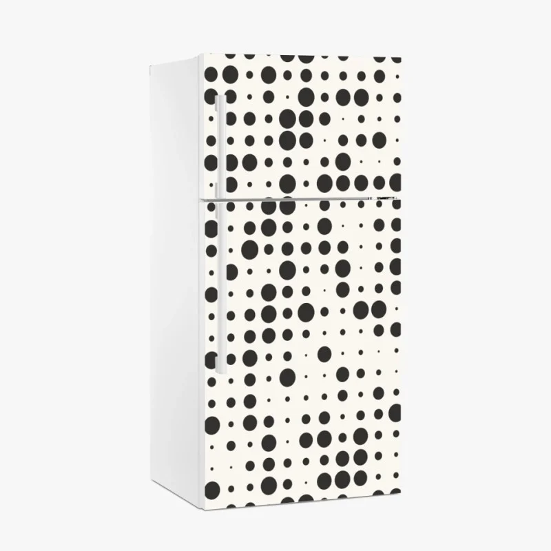 Pegatina para frigorífico patrón de lunares minimalista en blanco y negro