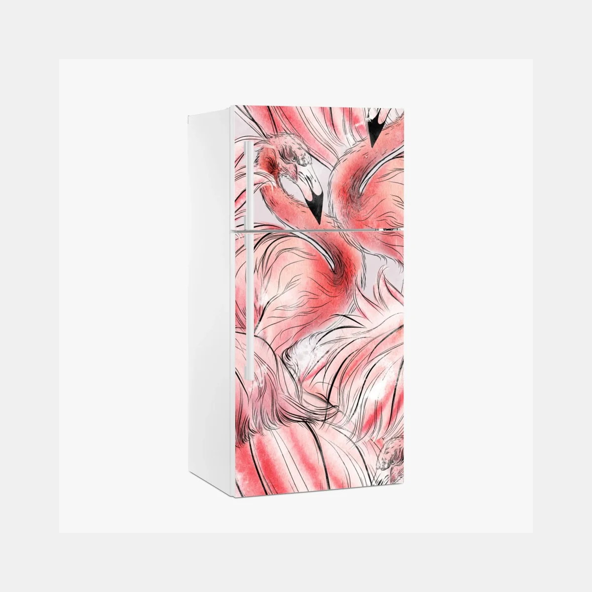 Pegatina para frigorífico patrón tropical de flamencos en acuarela – Pixers® Pegatina para frigorífico patrón tropical de flamencos en acuarela – Pixers®