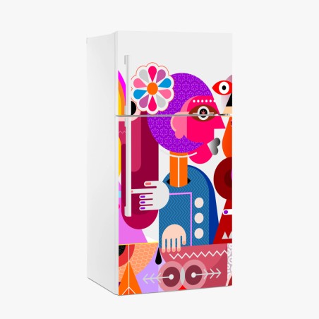 Pegatina para frigorífico explosión de rumores: arte abstracto con arcoíris – Pixers®
