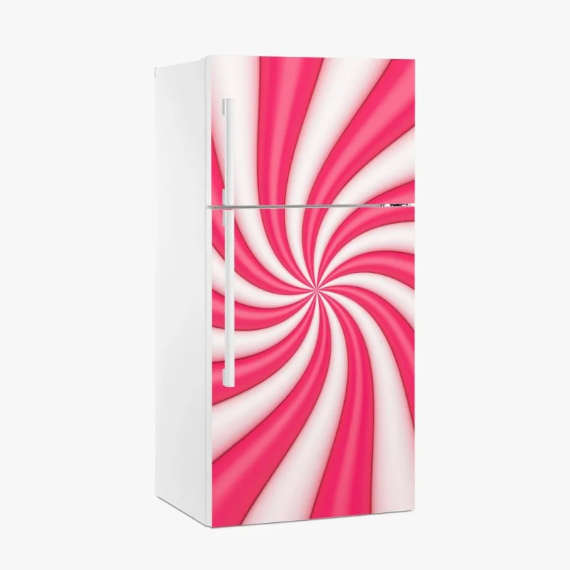 Pegatina para frigorífico espiral rosa y blanca vibrante