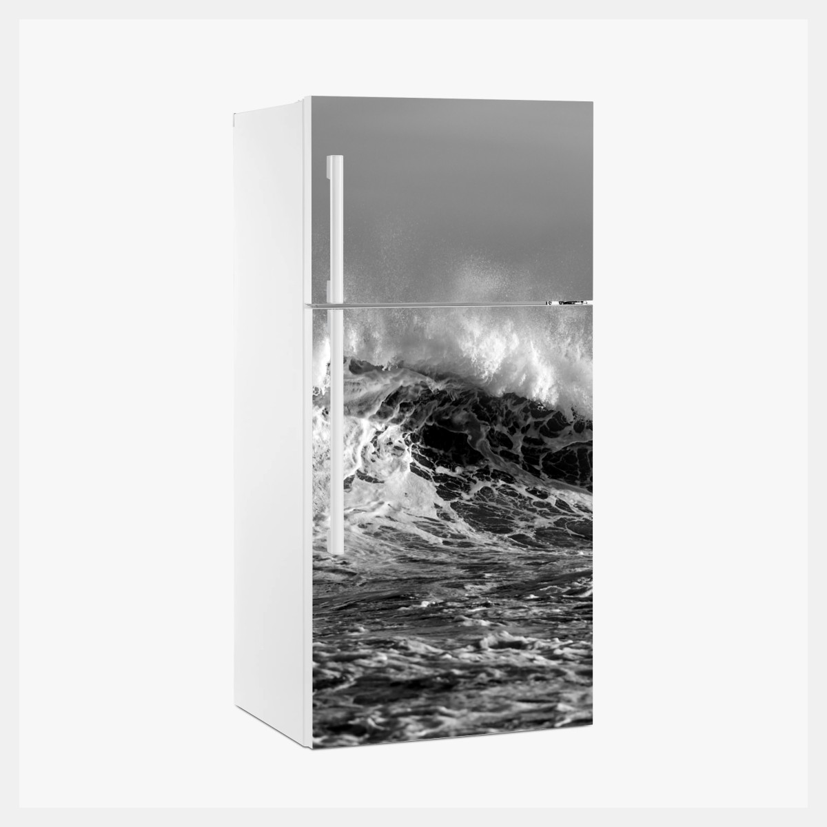 Pegatina para frigorífico olas rompiendo en blanco y negro – Pixers®