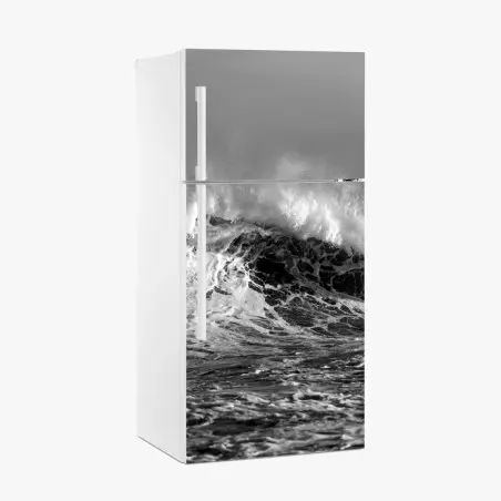 Pegatina para frigorífico olas rompiendo en blanco y negro – Pixers®
