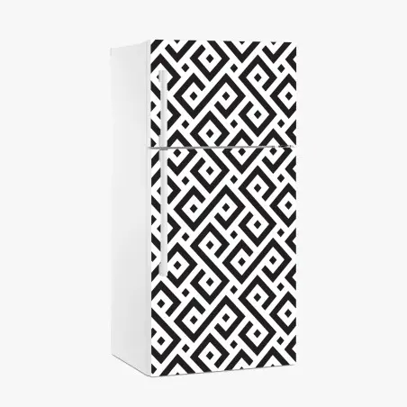 Pegatina para frigorífico patrón meandro geométrico en blanco y negro – Pixers®