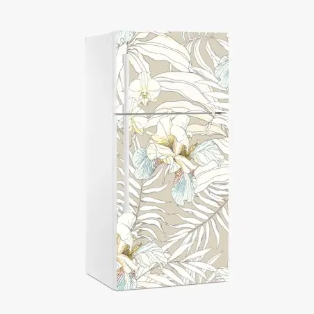 Pegatina para frigorífico cacatúas y orquídeas en patrón botánico – Pixers®