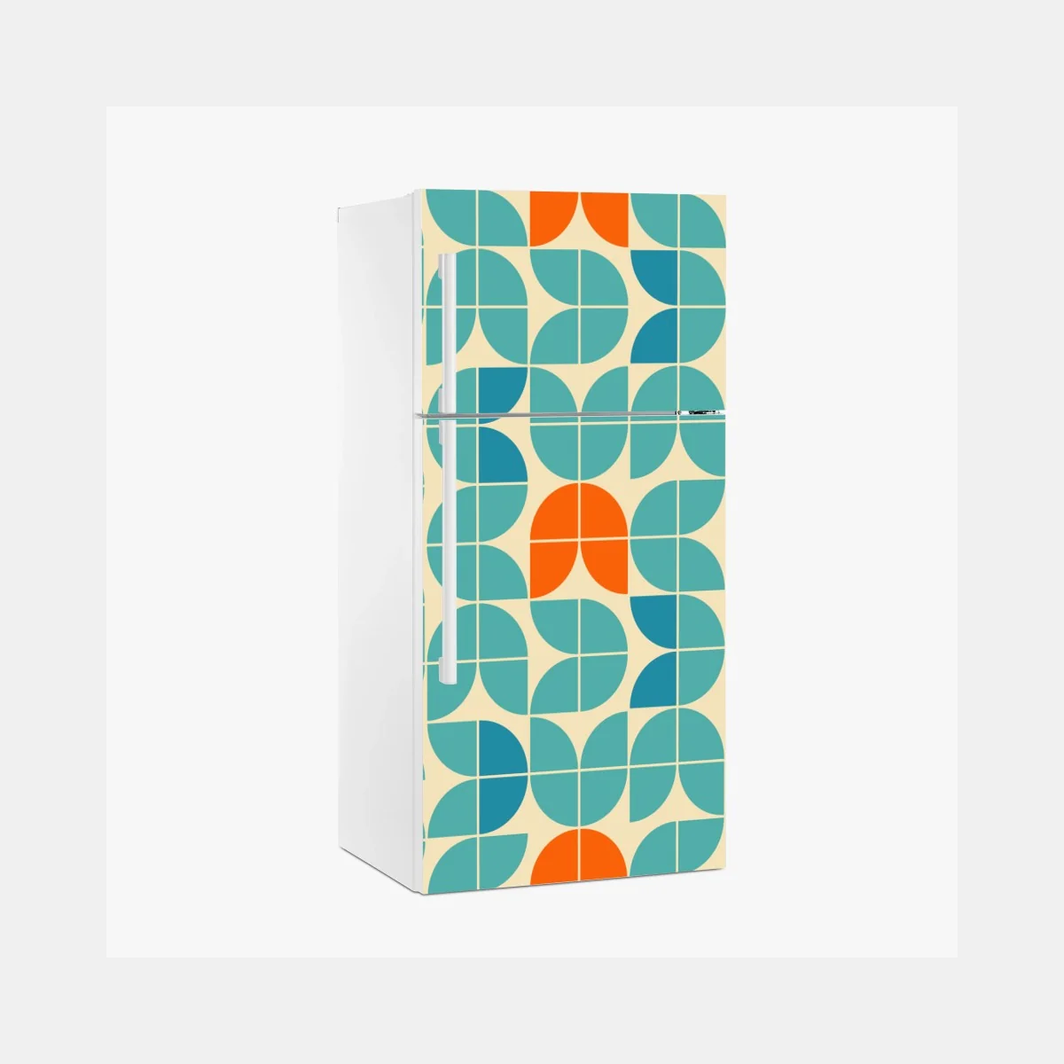 Pegatina para frigorífico mosaico geométrico mid-century en tonos turquesa y naranja – Pixers® Pegatina para frigorífico mosaico geométrico mid-century en tonos turquesa y naranja – Pixers®