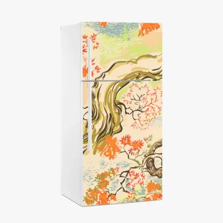 Pegatina para frigorífico motivo oriental de arces otoñales en tonos pastel – Pixers®